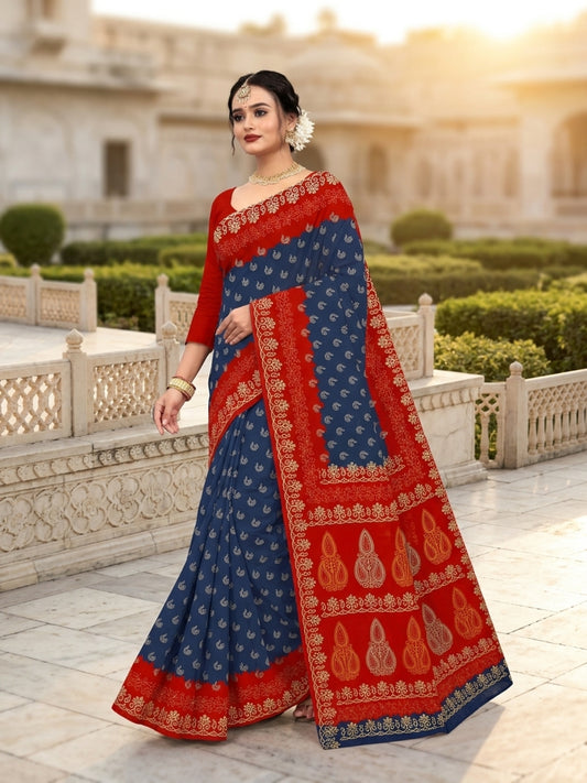 Pure Cotton Saree for Women Soft Lightweight Printed Daily Wear Traditional Casual Office Wear Saree