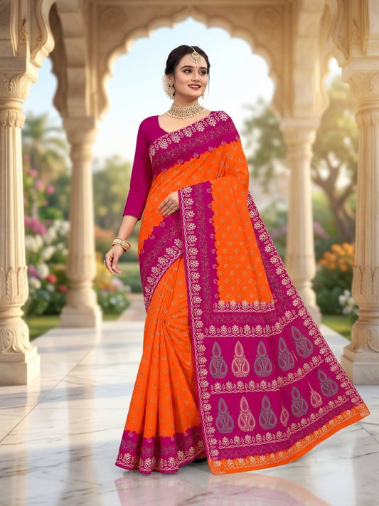 Pure Cotton Saree for Women Soft Lightweight Printed Daily Wear Traditional Casual Office Wear Saree (Copy)