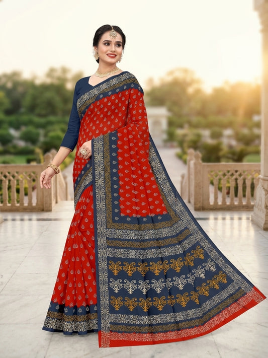 Pure Cotton Saree for Women Soft Lightweight Printed Daily Wear Traditional Casual Office Wear Saree