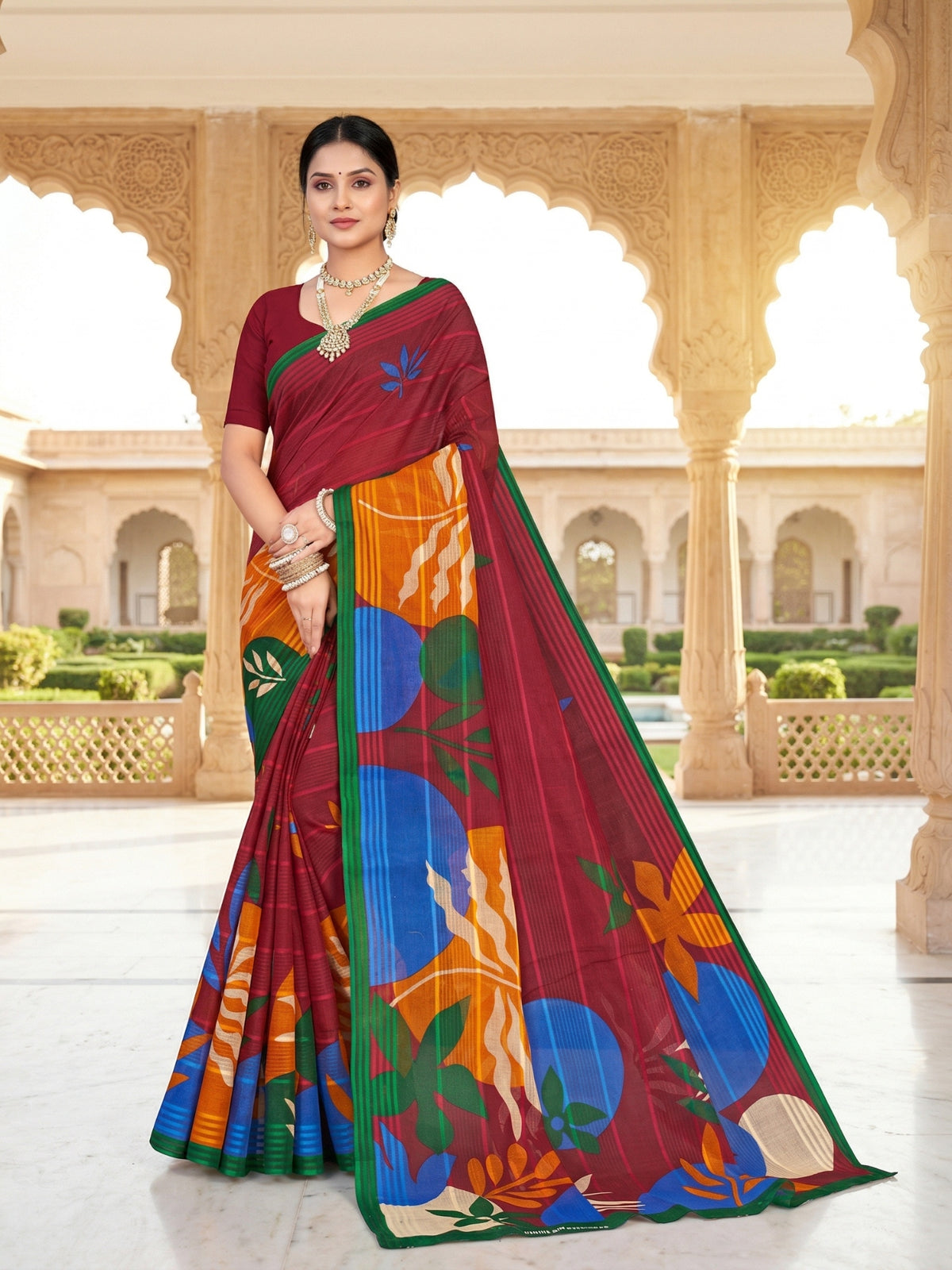 Saregama Vol 05 vibrant cotton saree 03 – Minu Fashions