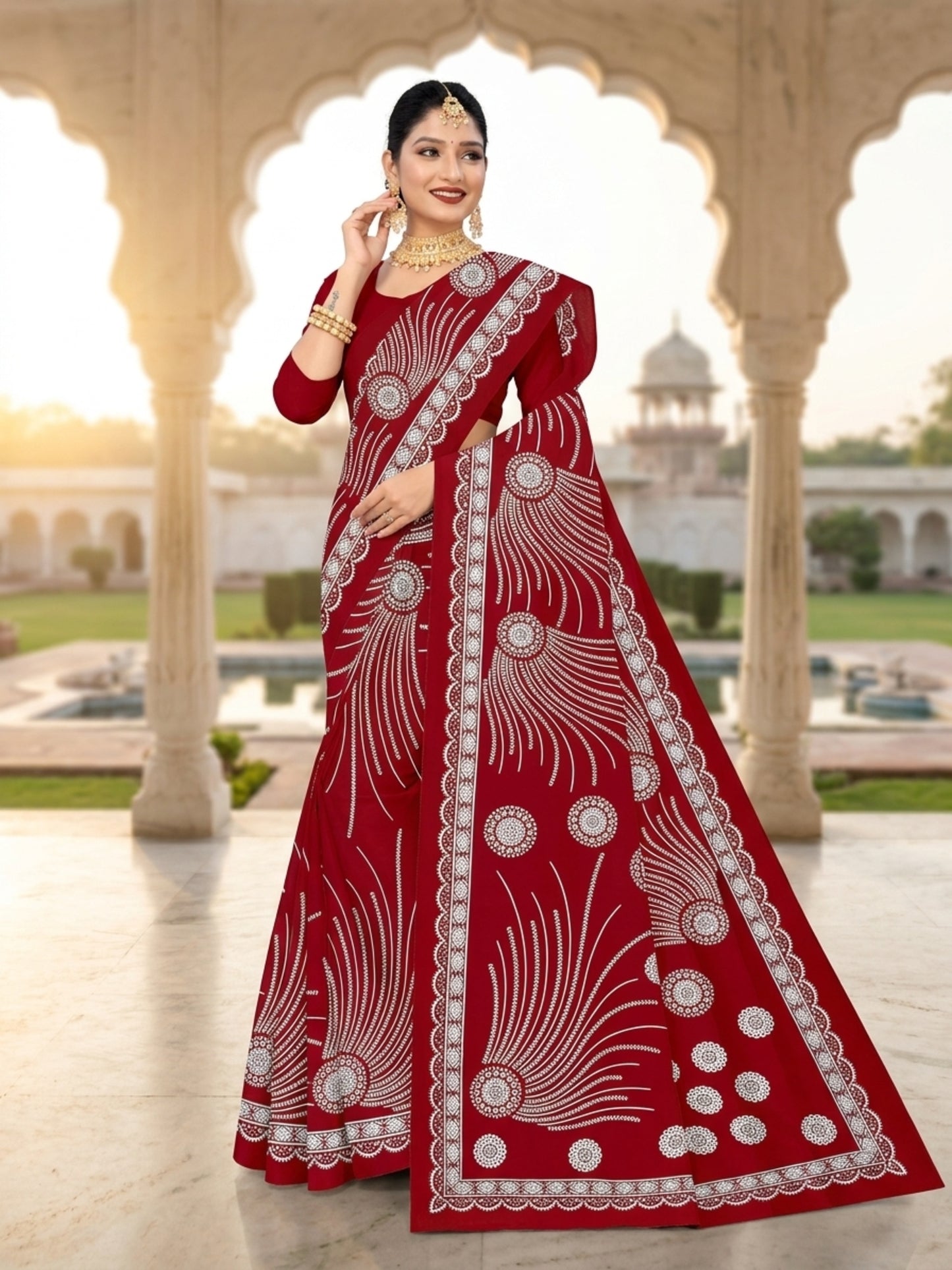 Pure Cotton Saree for Women Soft Lightweight Printed Daily Wear Traditional Casual Office Wear Saree
