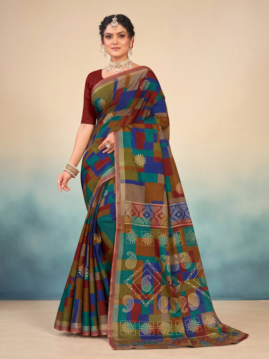 Matka masleen cotton saree 4520-3 – Minu Fashions