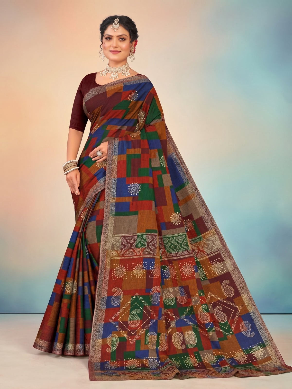 Matka masleen cotton saree 4520-6 – Minu Fashions