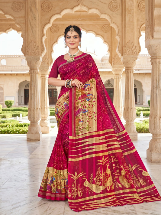 Paithani kalamkari style cotton saree 01 – Minu Fashions