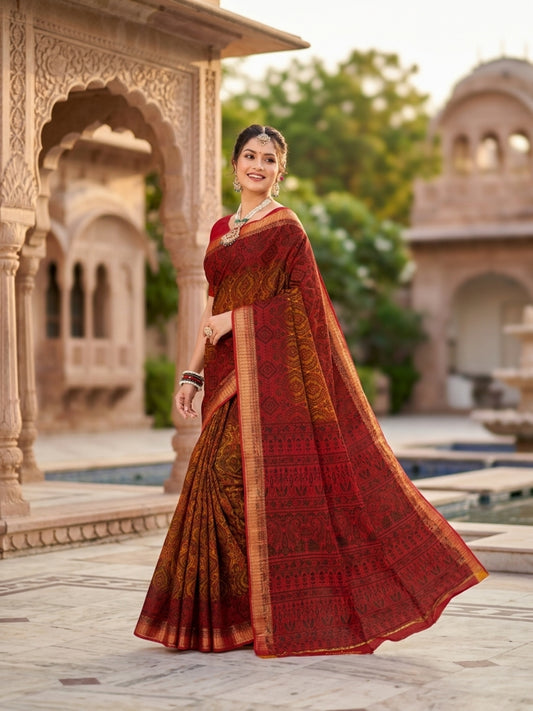 Pure Cotton Saree for Women Soft Lightweight Printed Daily Wear Traditional Casual Office Wear Saree