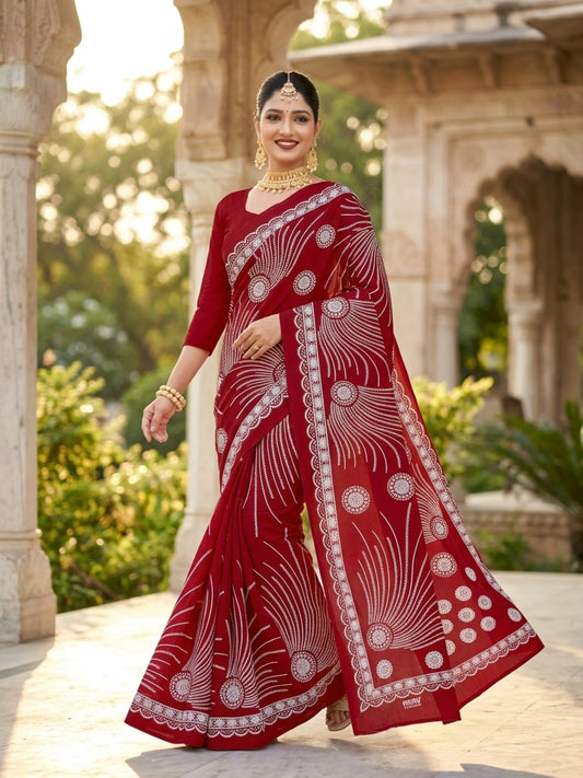 Pure Cotton Saree for Women Soft Lightweight Printed Daily Wear Traditional Casual Office Wear Saree