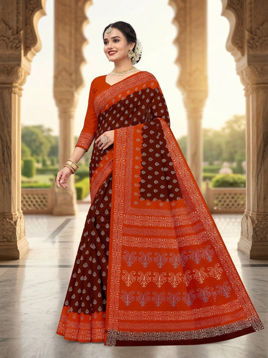 Pure Cotton Saree for Women Soft Lightweight Printed Daily Wear Traditional Casual Office Wear Saree