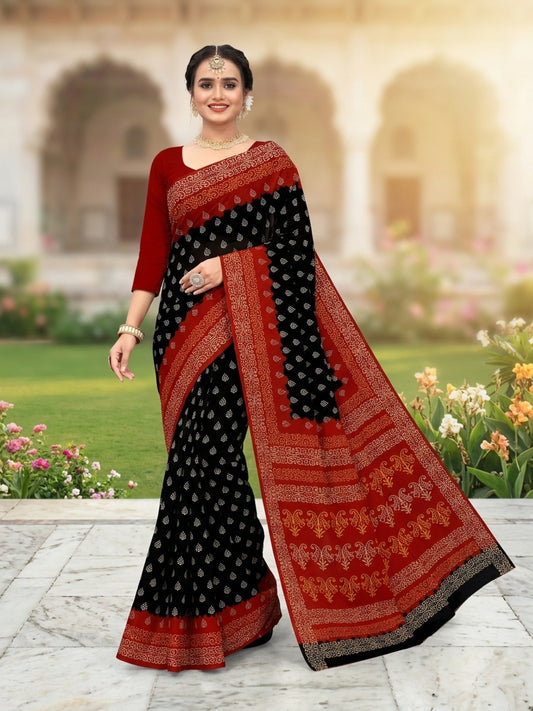 Pure Cotton Saree for Women Soft Lightweight Printed Daily Wear Traditional Casual Office Wear Saree
