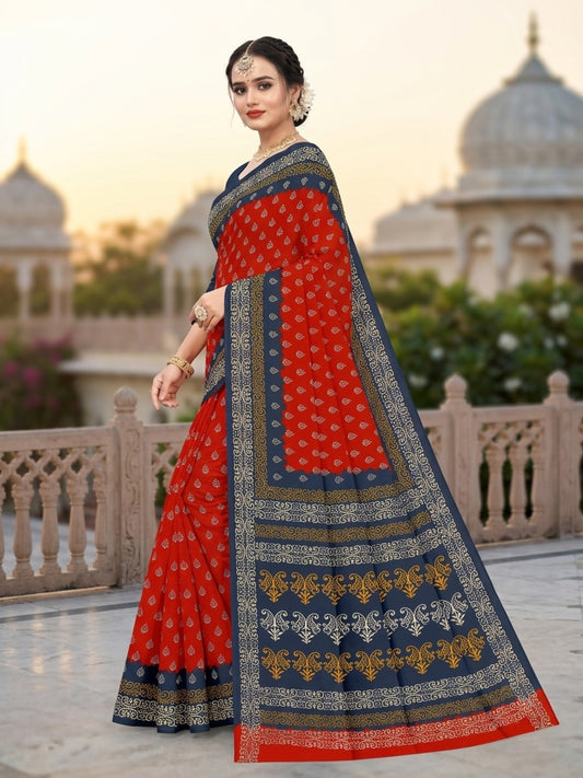Pure Cotton Saree for Women Soft Lightweight Printed Daily Wear Traditional Casual Office Wear Saree