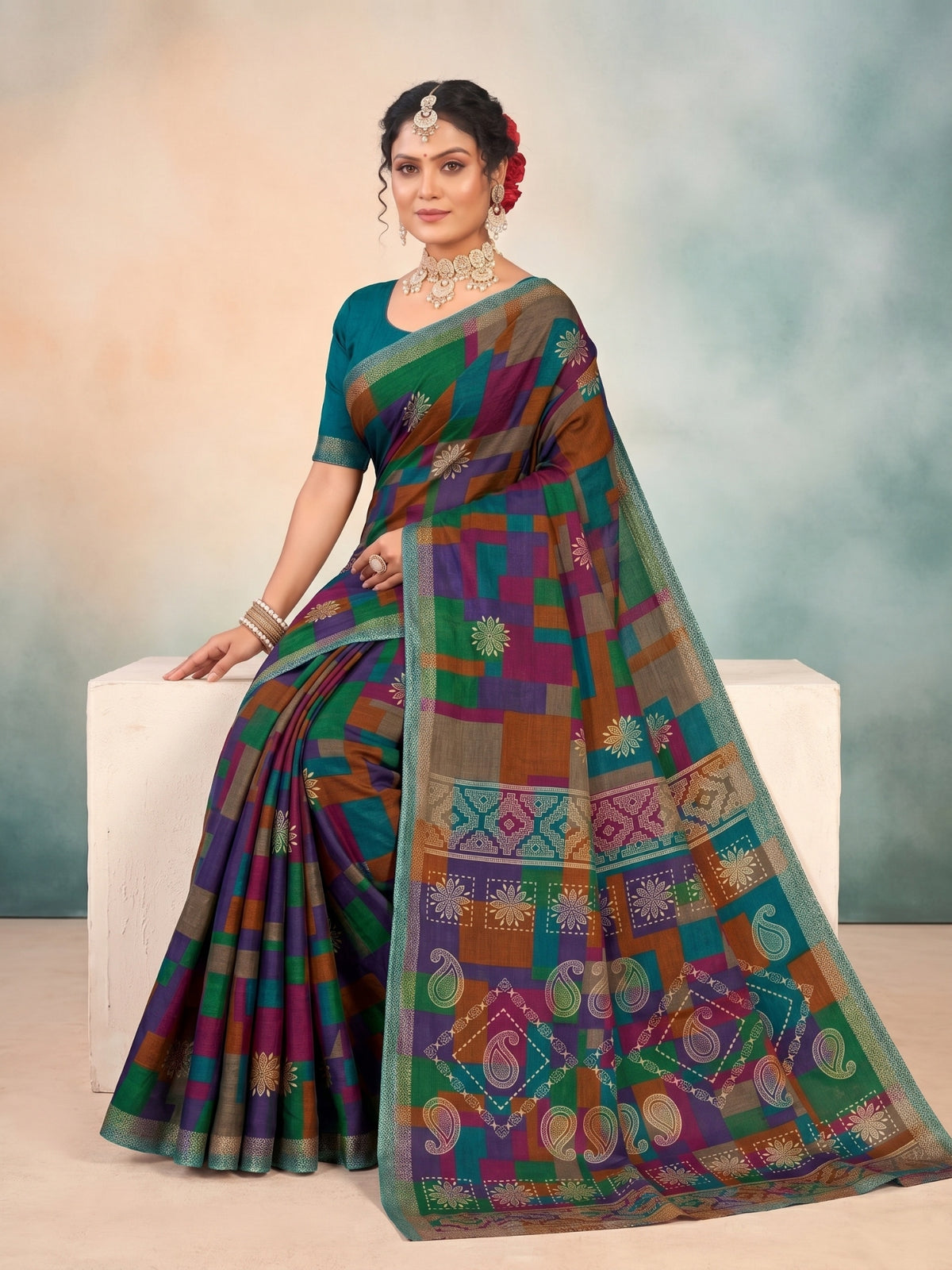 Matka Masleen Cotton Printed Saree