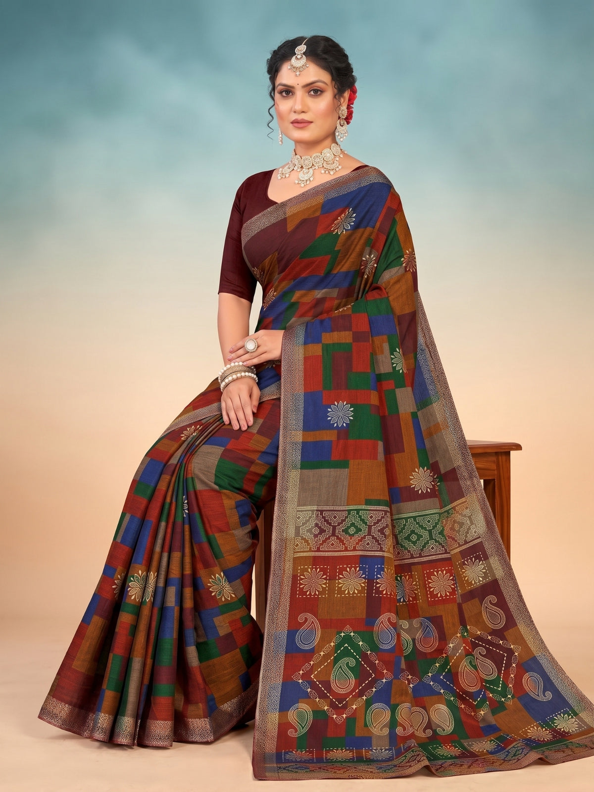 Matka Masleen Block Print Saree