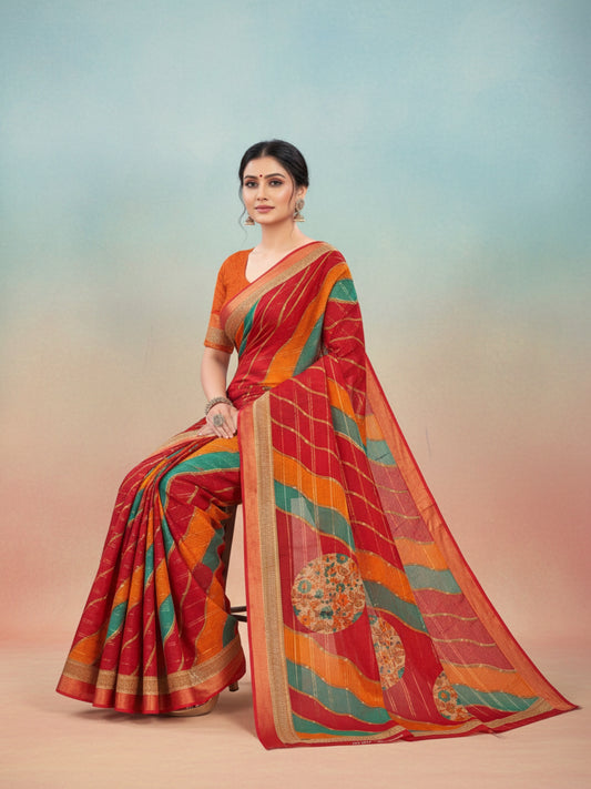 Bobby Rani Red Saree New