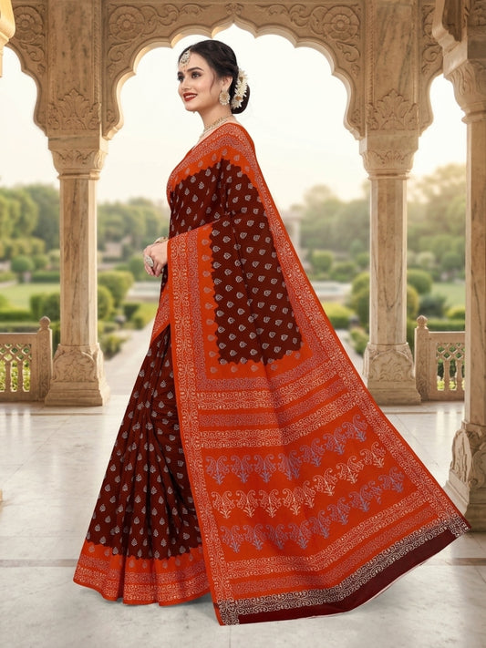 Pure Cotton Saree for Women Soft Lightweight Printed Daily Wear Traditional Casual Office Wear Saree