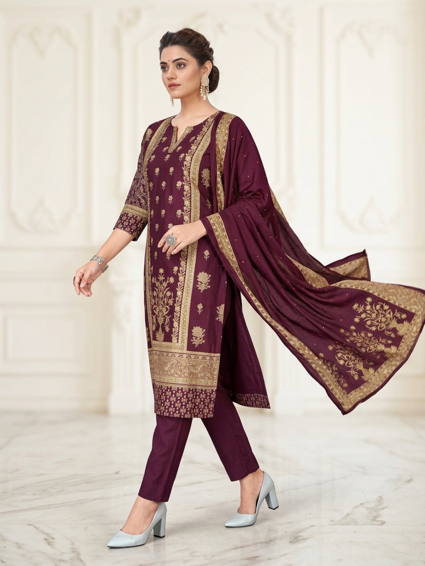 Scarlet Women Floral Printed Salwar Suit Set | Ank