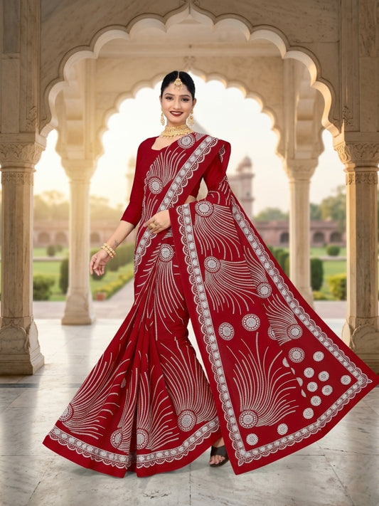 Pure Cotton Saree for Women Soft Lightweight Printed Daily Wear Traditional Casual Office Wear Saree