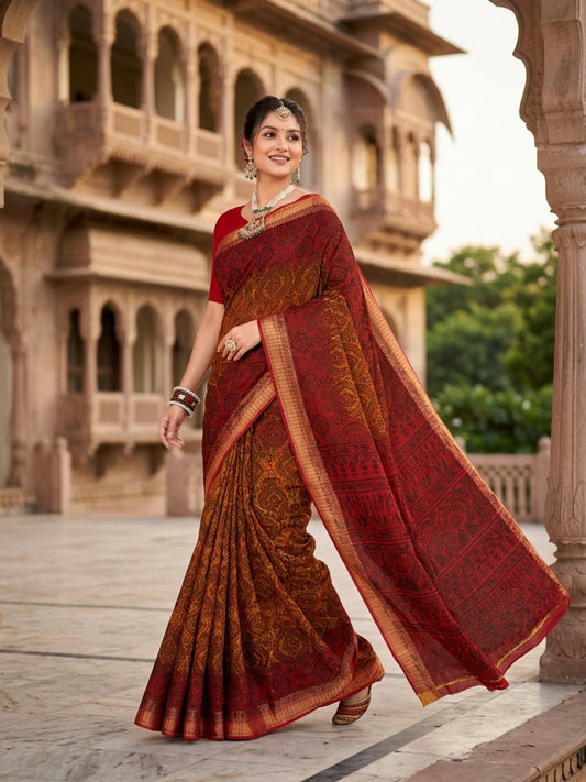 Pure Cotton Saree for Women Soft Lightweight Printed Daily Wear Traditional Casual Office Wear Saree