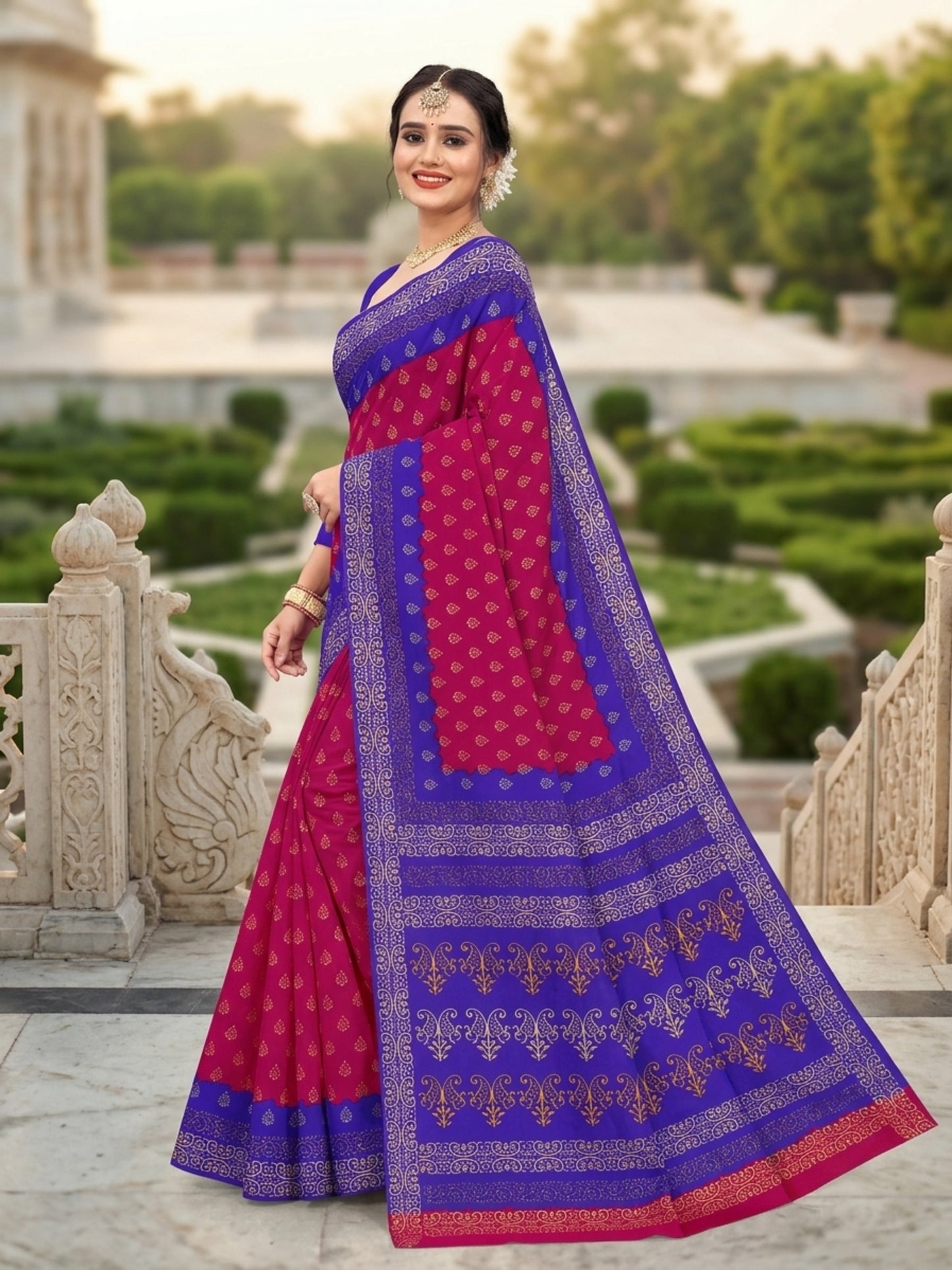 Pure Cotton Saree for Women Soft Lightweight Printed Daily Wear Traditional Casual Office Wear Saree