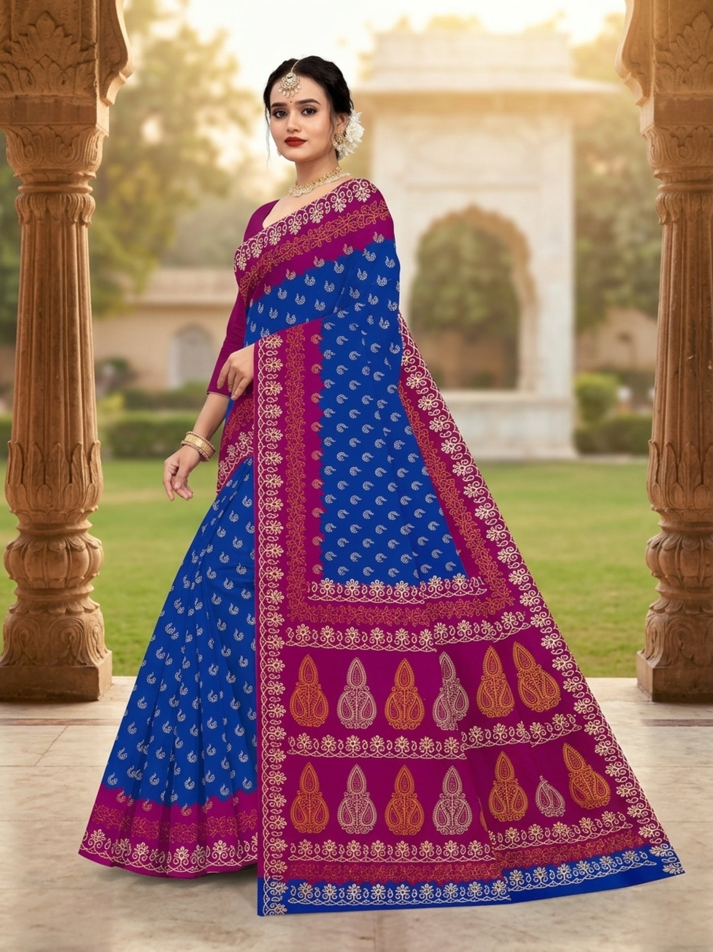 Pure Cotton Saree for Women Soft Lightweight Printed Daily Wear Traditional Casual Office Wear Saree