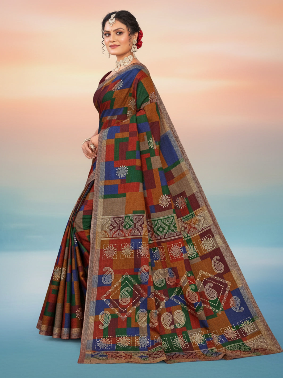 Matka Masleen Block Print Saree
