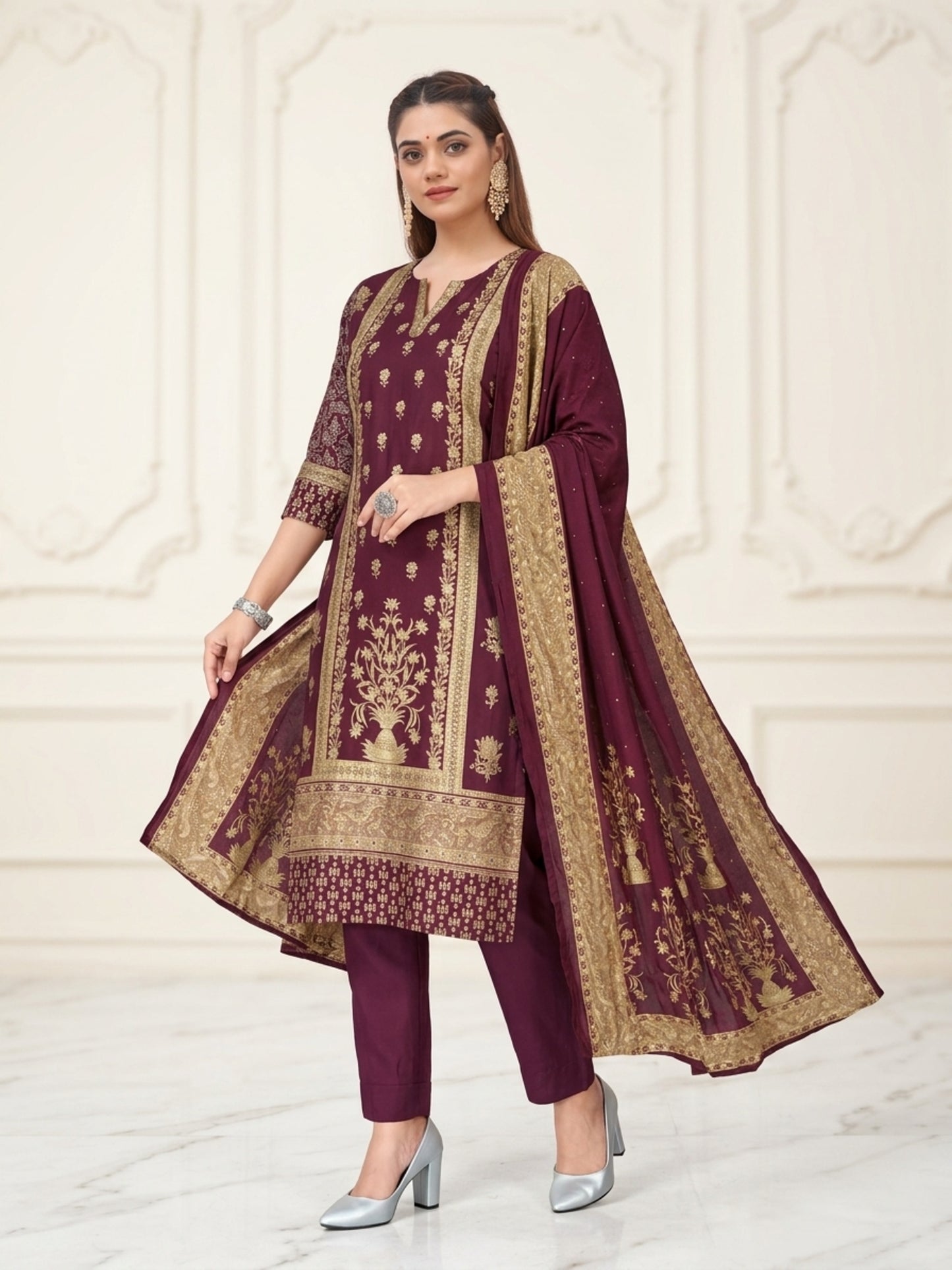 Scarlet Women Floral Printed Salwar Suit Set | Ank