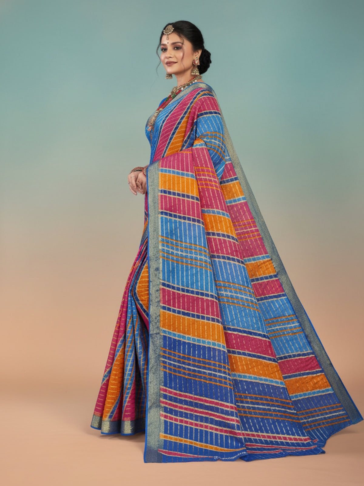 Bobby Rani Multi Color Shade Saree