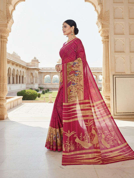 Paithani Kalamakri Soft Cotton Saree