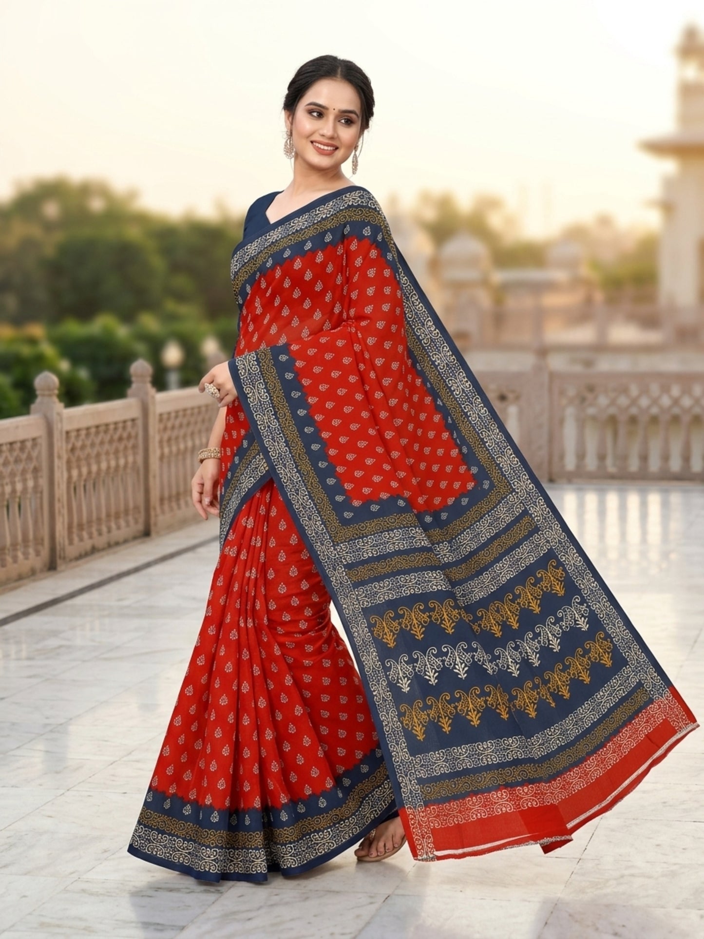 Pure Cotton Saree for Women Soft Lightweight Printed Daily Wear Traditional Casual Office Wear Saree