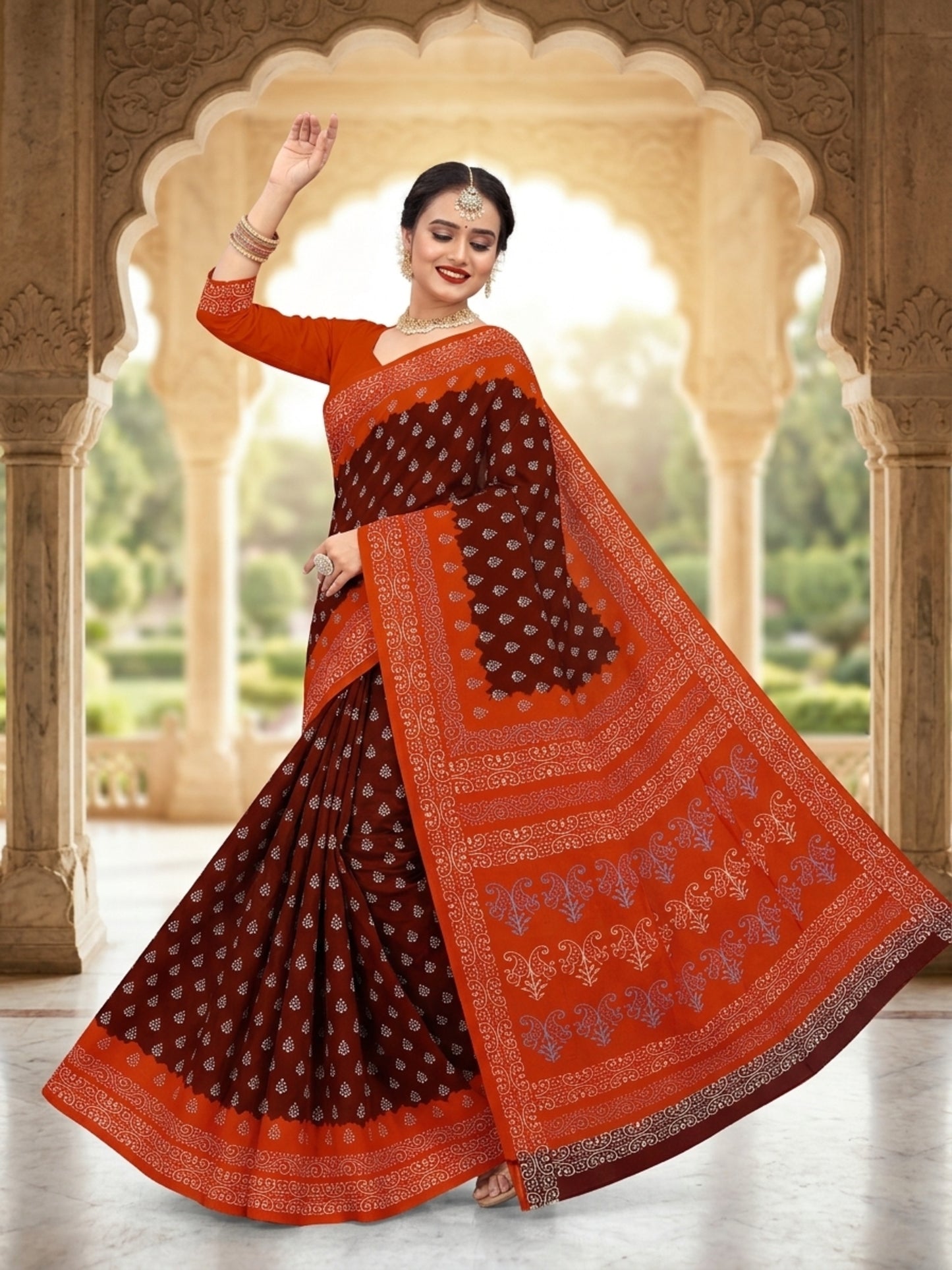 Pure Cotton Saree for Women Soft Lightweight Printed Daily Wear Traditional Casual Office Wear Saree
