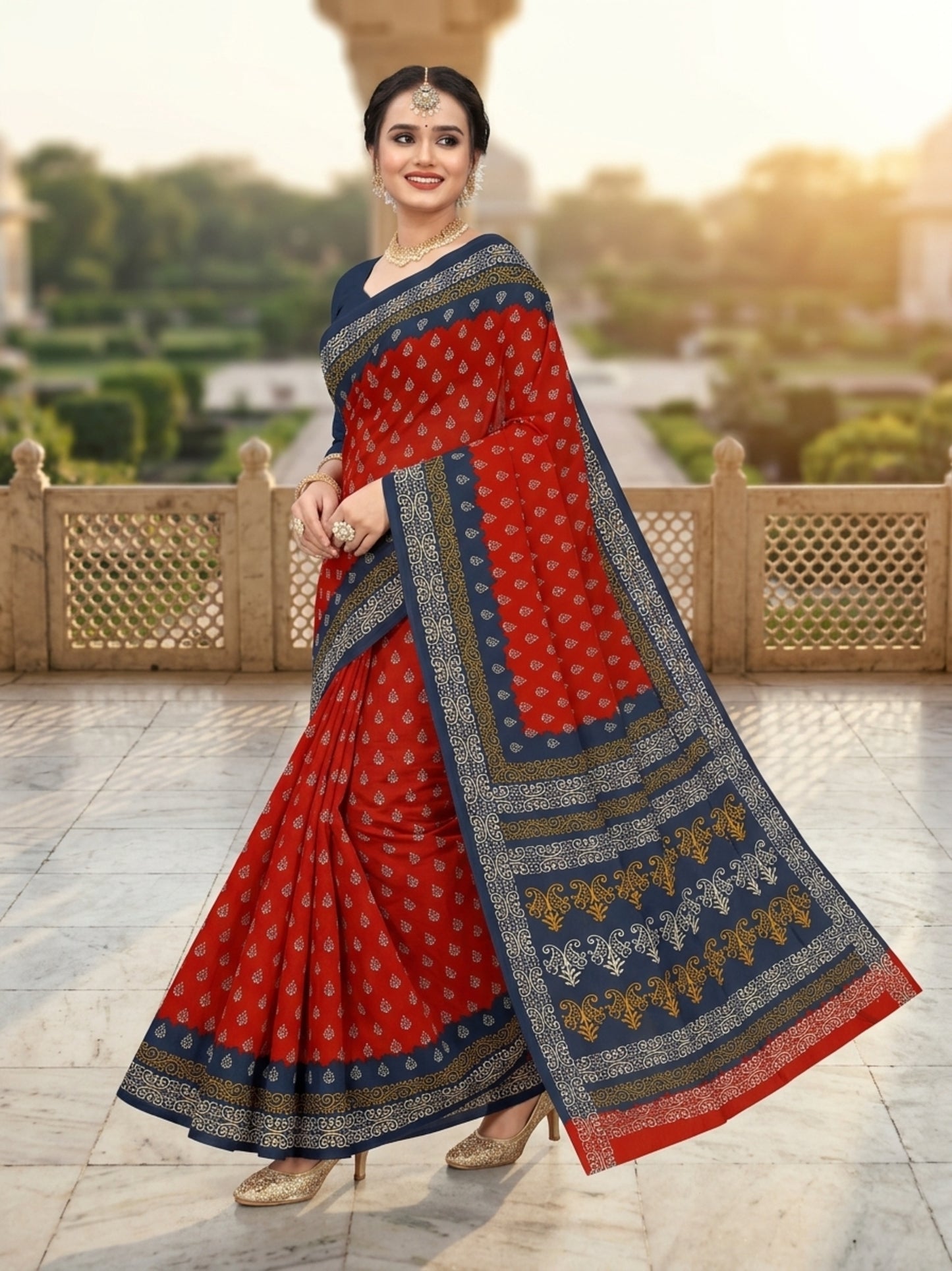 Pure Cotton Saree for Women Soft Lightweight Printed Daily Wear Traditional Casual Office Wear Saree