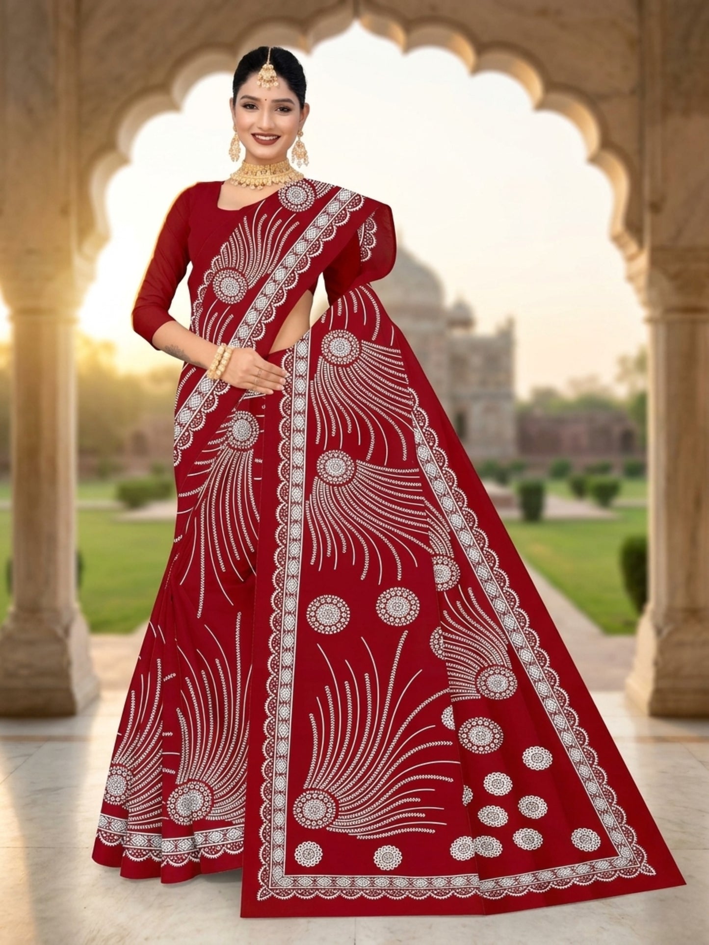 Pure Cotton Saree for Women Soft Lightweight Printed Daily Wear Traditional Casual Office Wear Saree