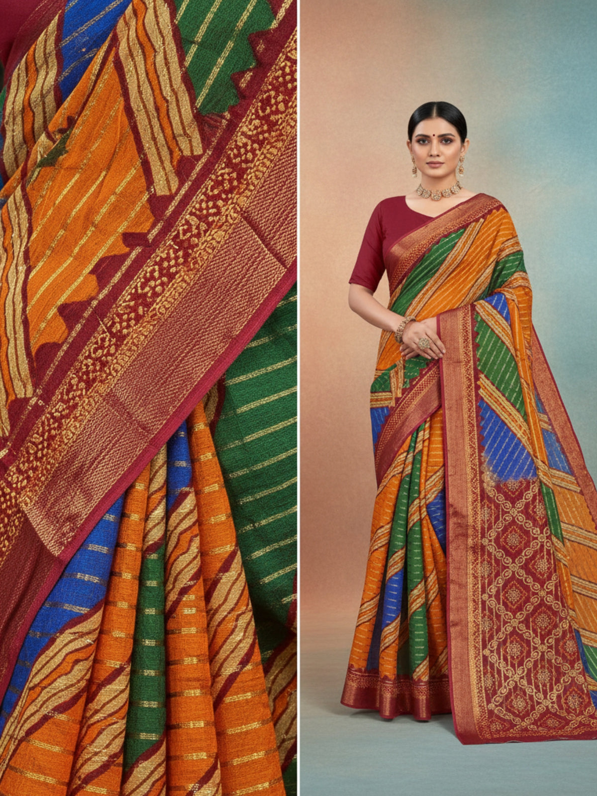 Bobby Rani Green Shade Saree