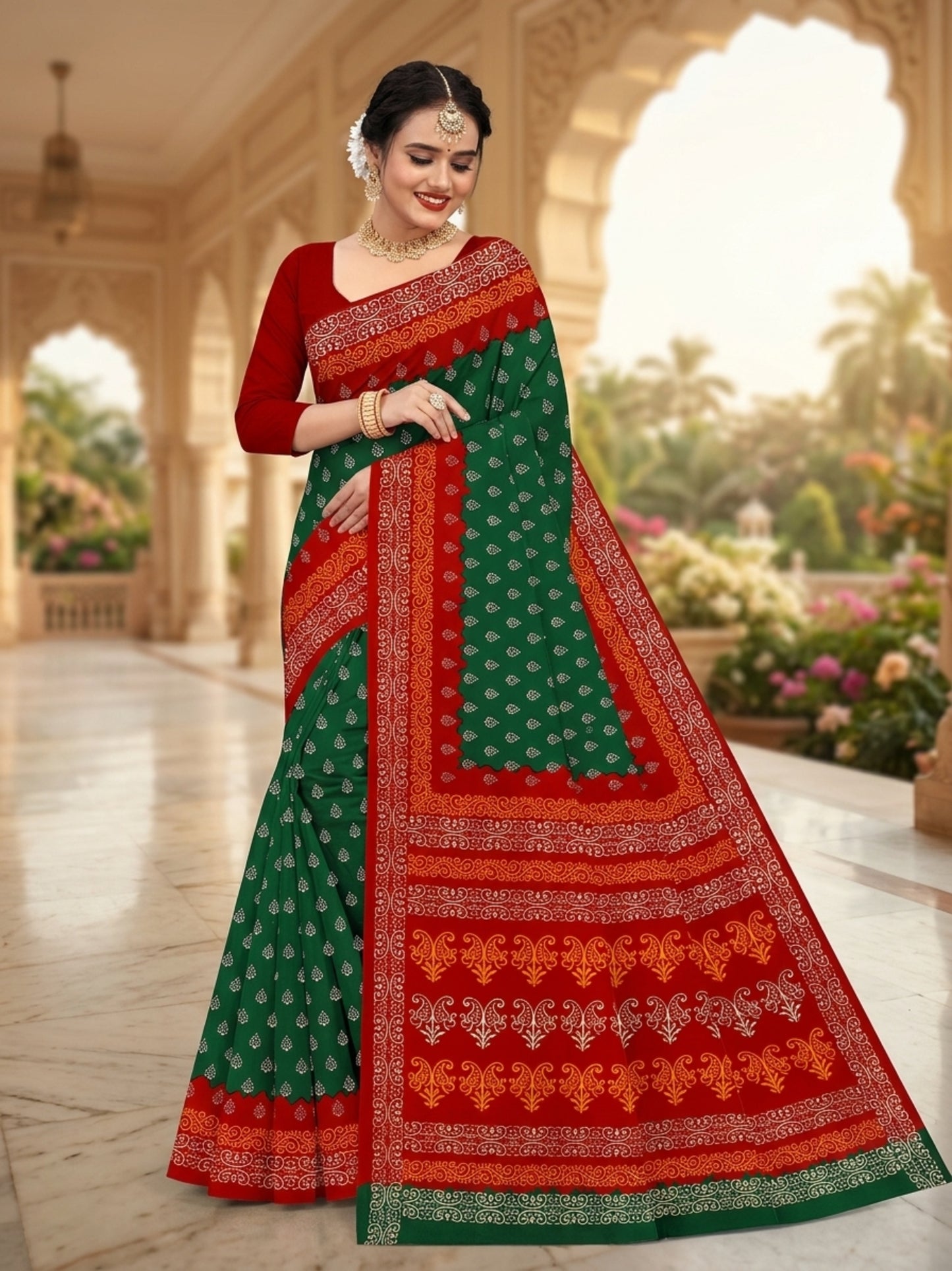 Pure Cotton Saree for Women Soft Lightweight Printed Daily Wear Traditional Casual Office Wear Saree