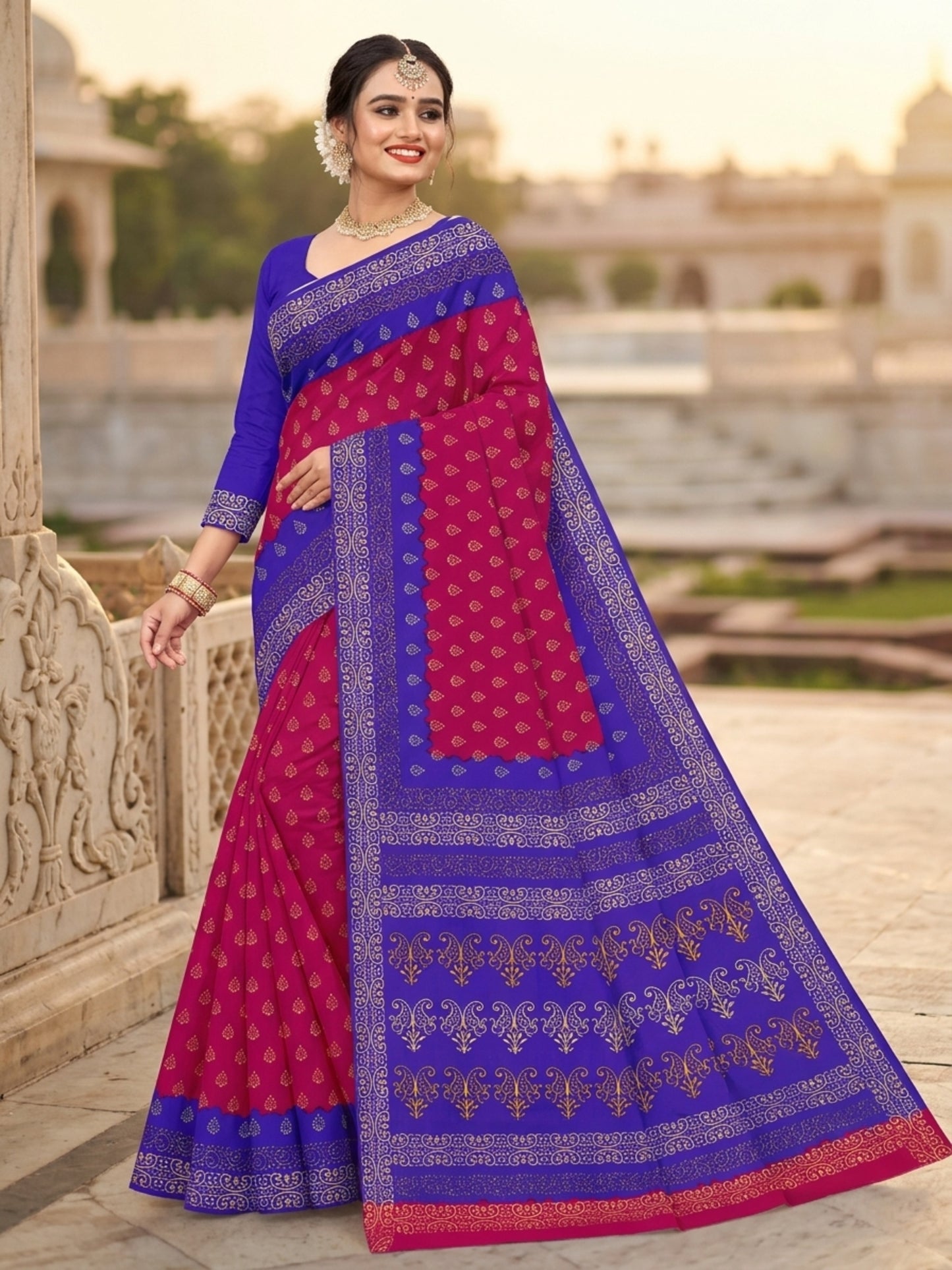Pure Cotton Saree for Women Soft Lightweight Printed Daily Wear Traditional Casual Office Wear Saree