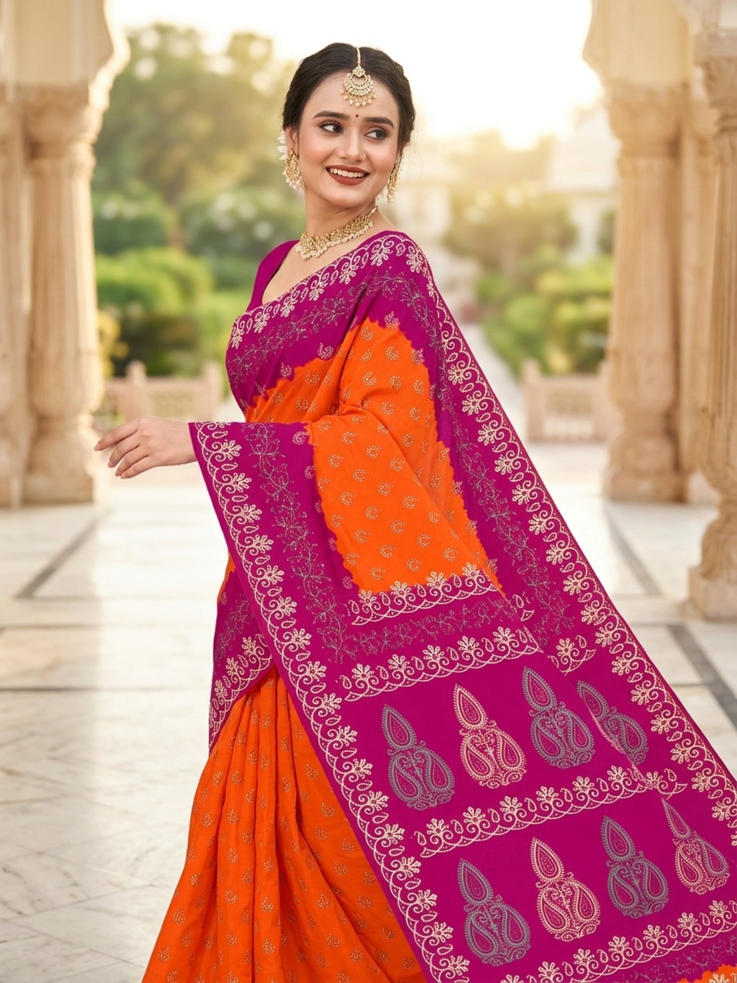 Pure Cotton Saree for Women Soft Lightweight Printed Daily Wear Traditional Casual Office Wear Saree (Copy)