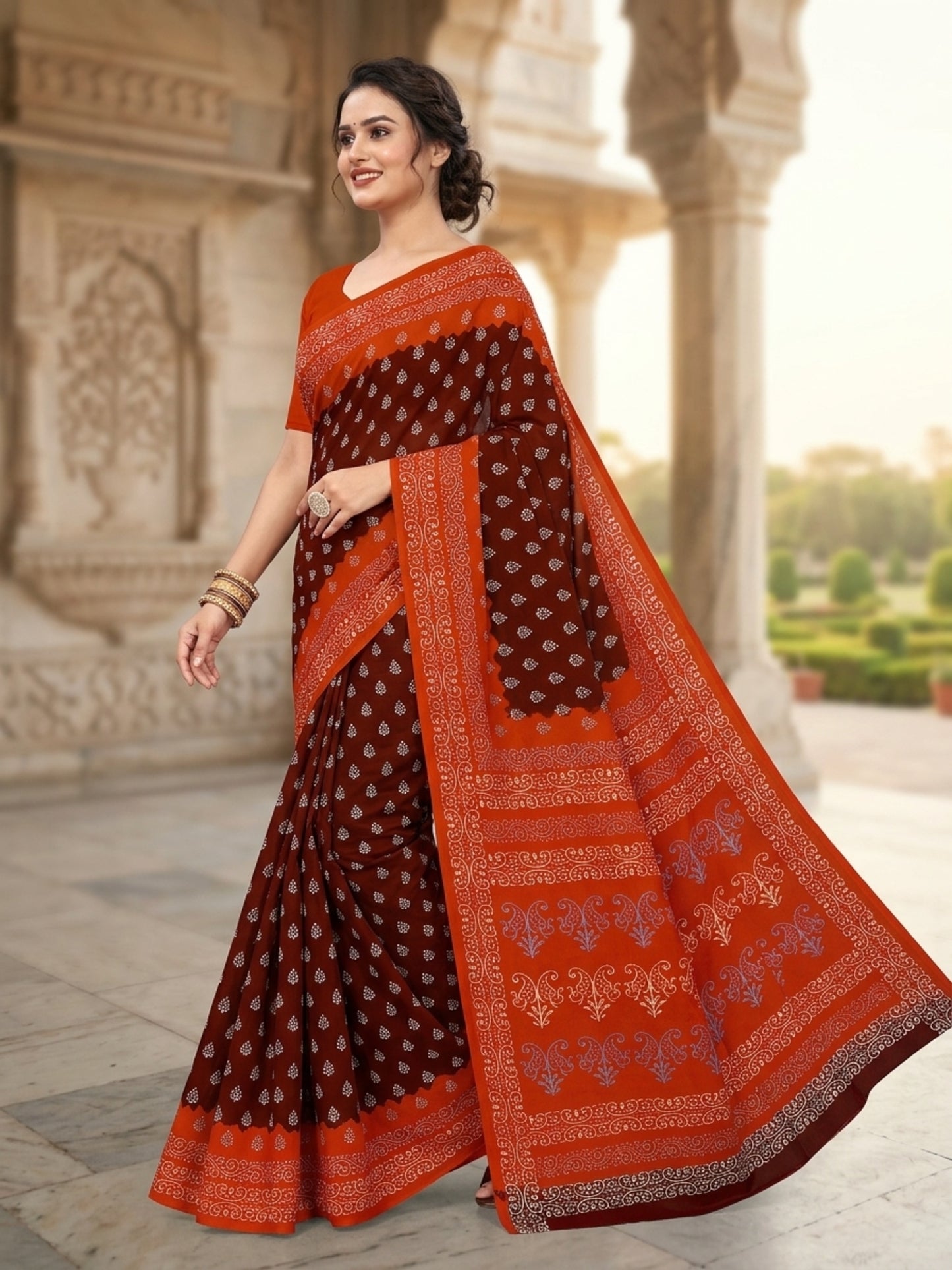 Pure Cotton Saree for Women Soft Lightweight Printed Daily Wear Traditional Casual Office Wear Saree