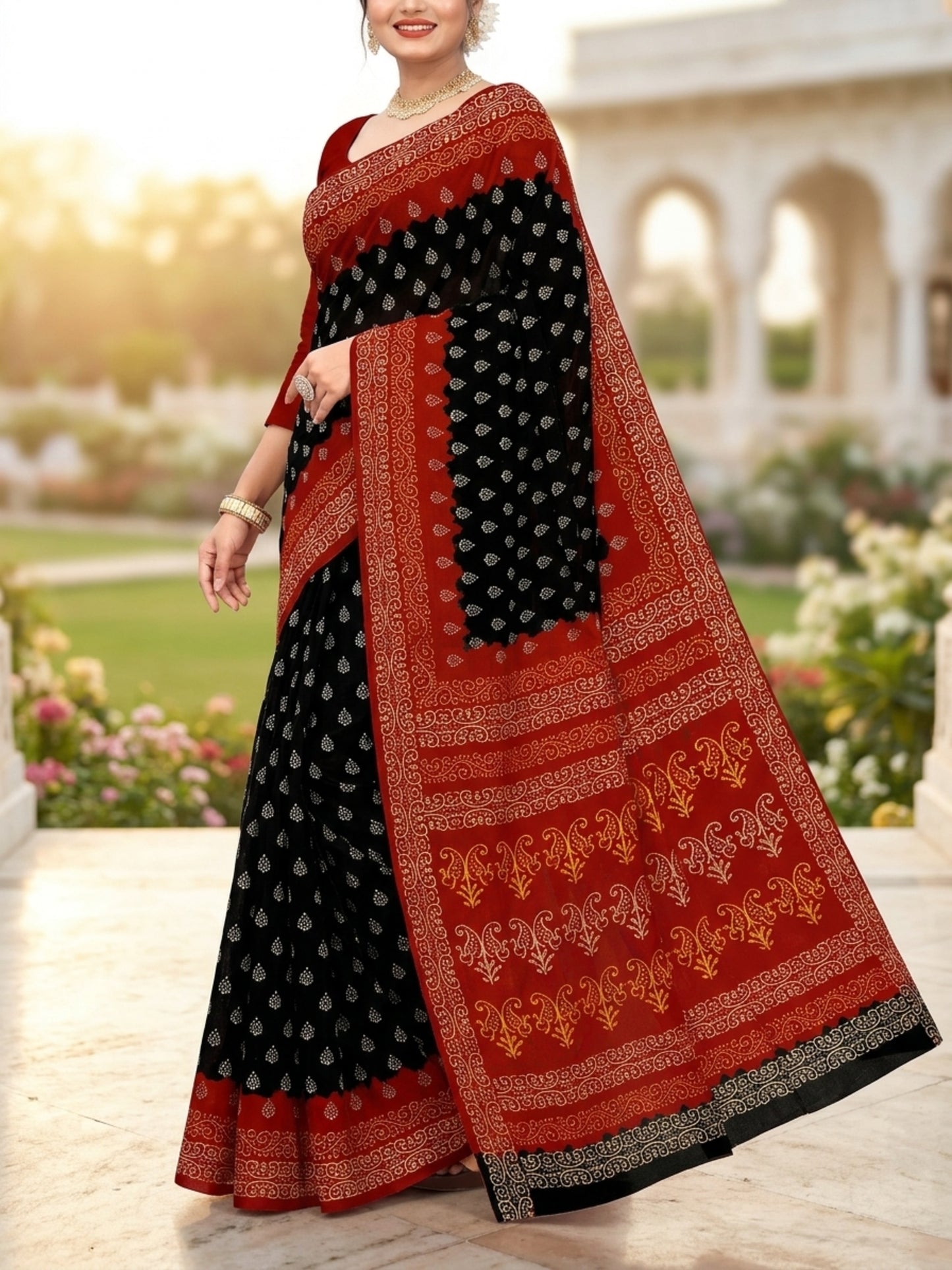 Pure Cotton Saree for Women Soft Lightweight Printed Daily Wear Traditional Casual Office Wear Saree