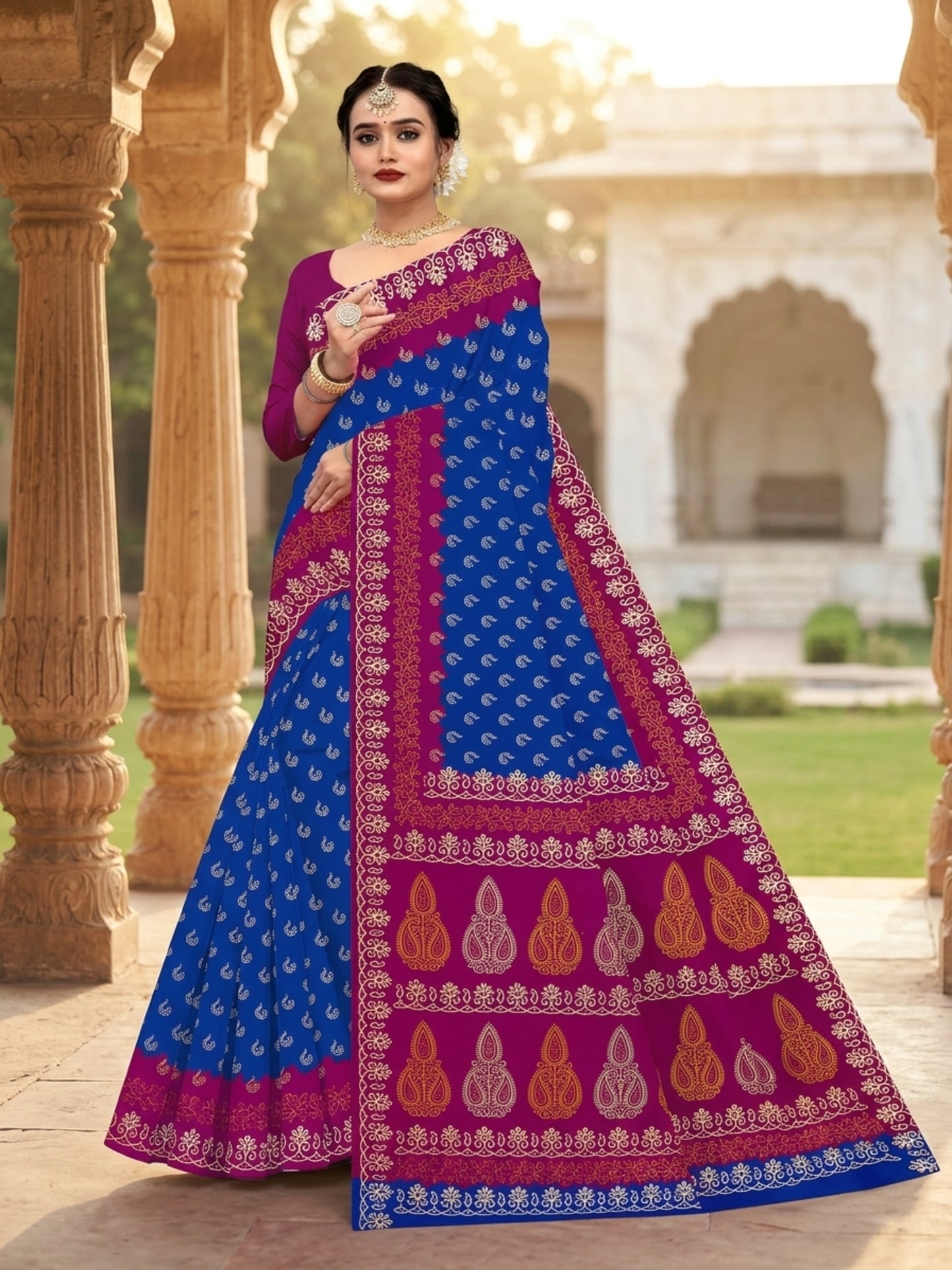 Pure Cotton Saree for Women Soft Lightweight Printed Daily Wear Traditional Casual Office Wear Saree