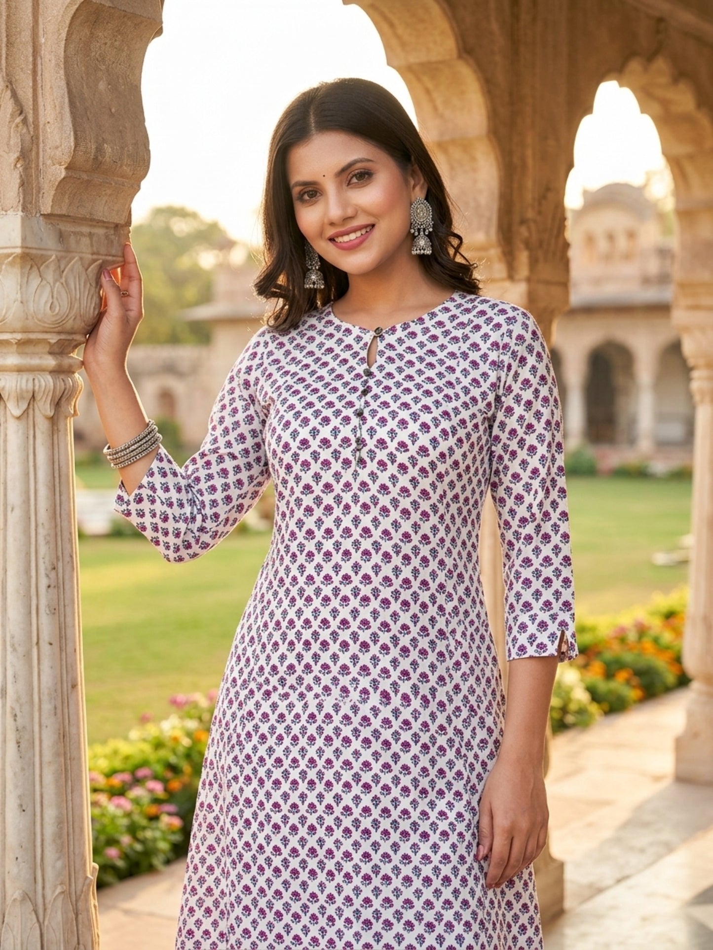 Women Snow White Floral Printed Rayon A-Line Co-Ord Set with Trousers