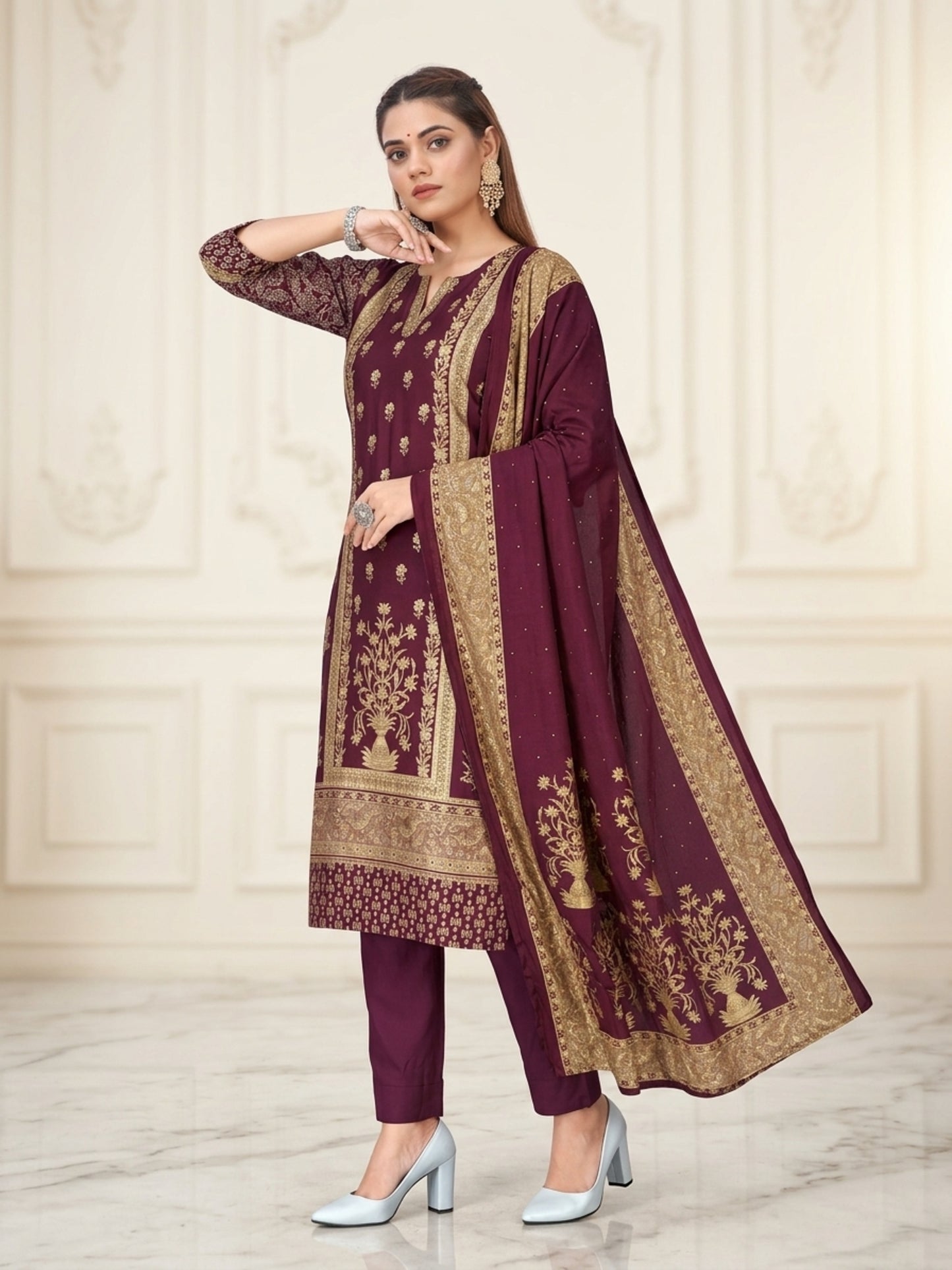 Scarlet Women Floral Printed Salwar Suit Set | Ank
