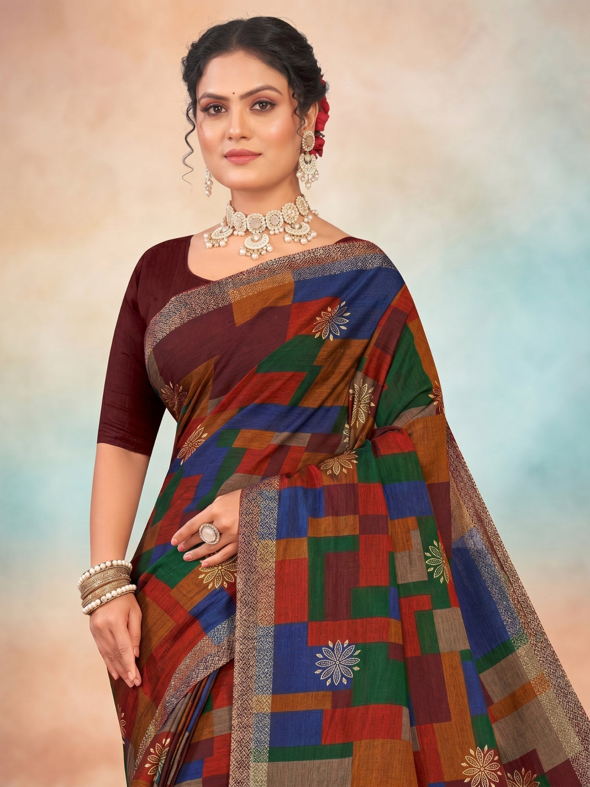 Matka Masleen Block Print Saree