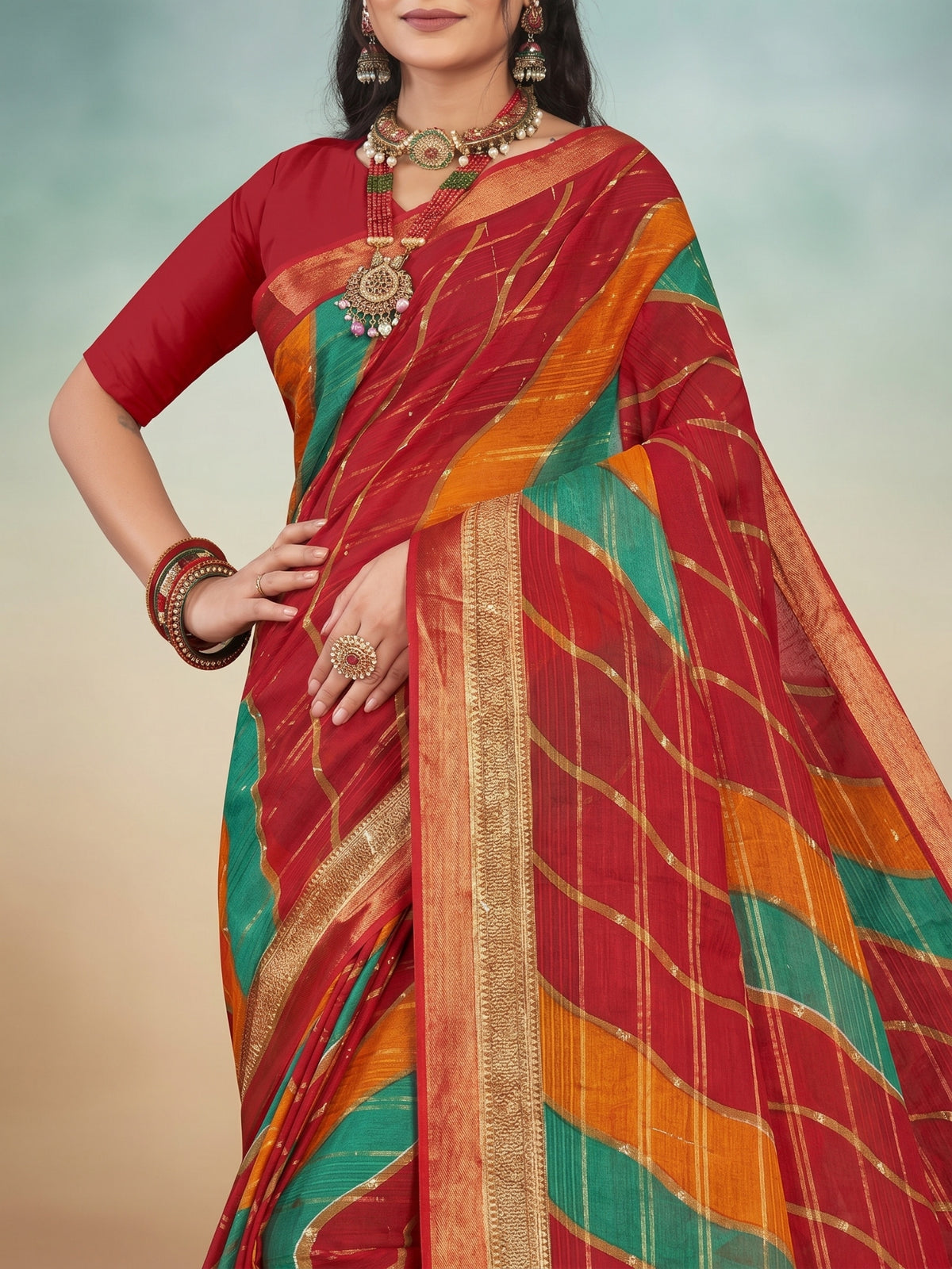 Bobby Rani Red Saree New