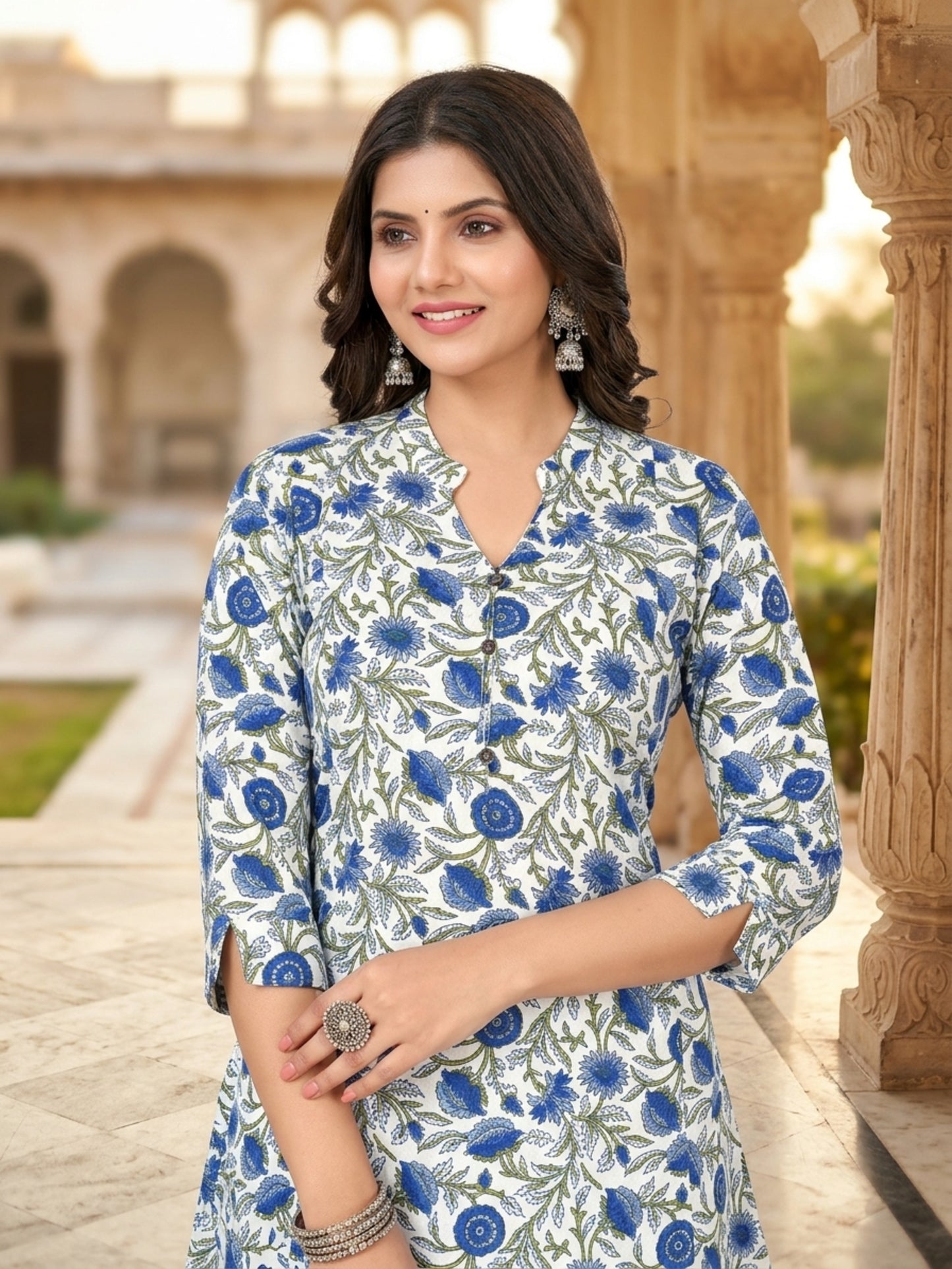 Parineeti Women Green Floral Printed Rayon A-Line Co-Ord Set with Trousers | Ank