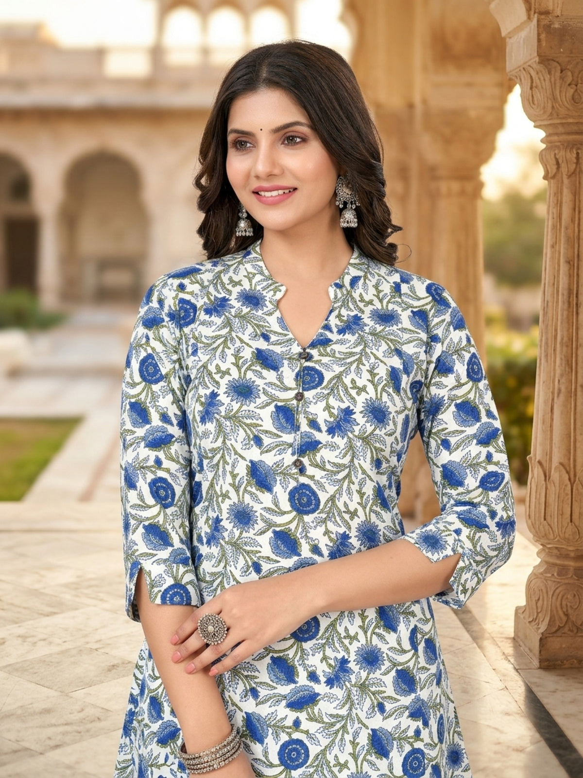 Parineeti Women Green Floral Printed Rayon A-Line Co-Ord Set with Trousers | Ank