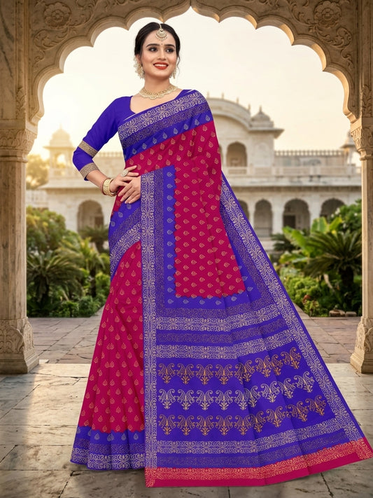Pure Cotton Saree for Women Soft Lightweight Printed Daily Wear Traditional Casual Office Wear Saree