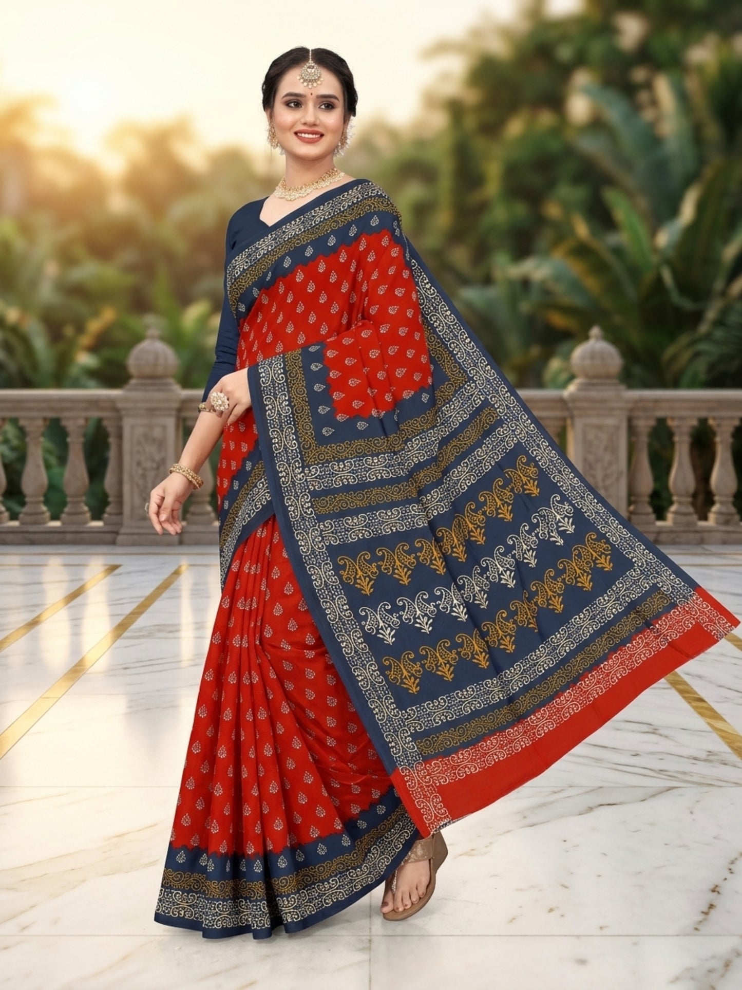 Pure Cotton Saree for Women Soft Lightweight Printed Daily Wear Traditional Casual Office Wear Saree