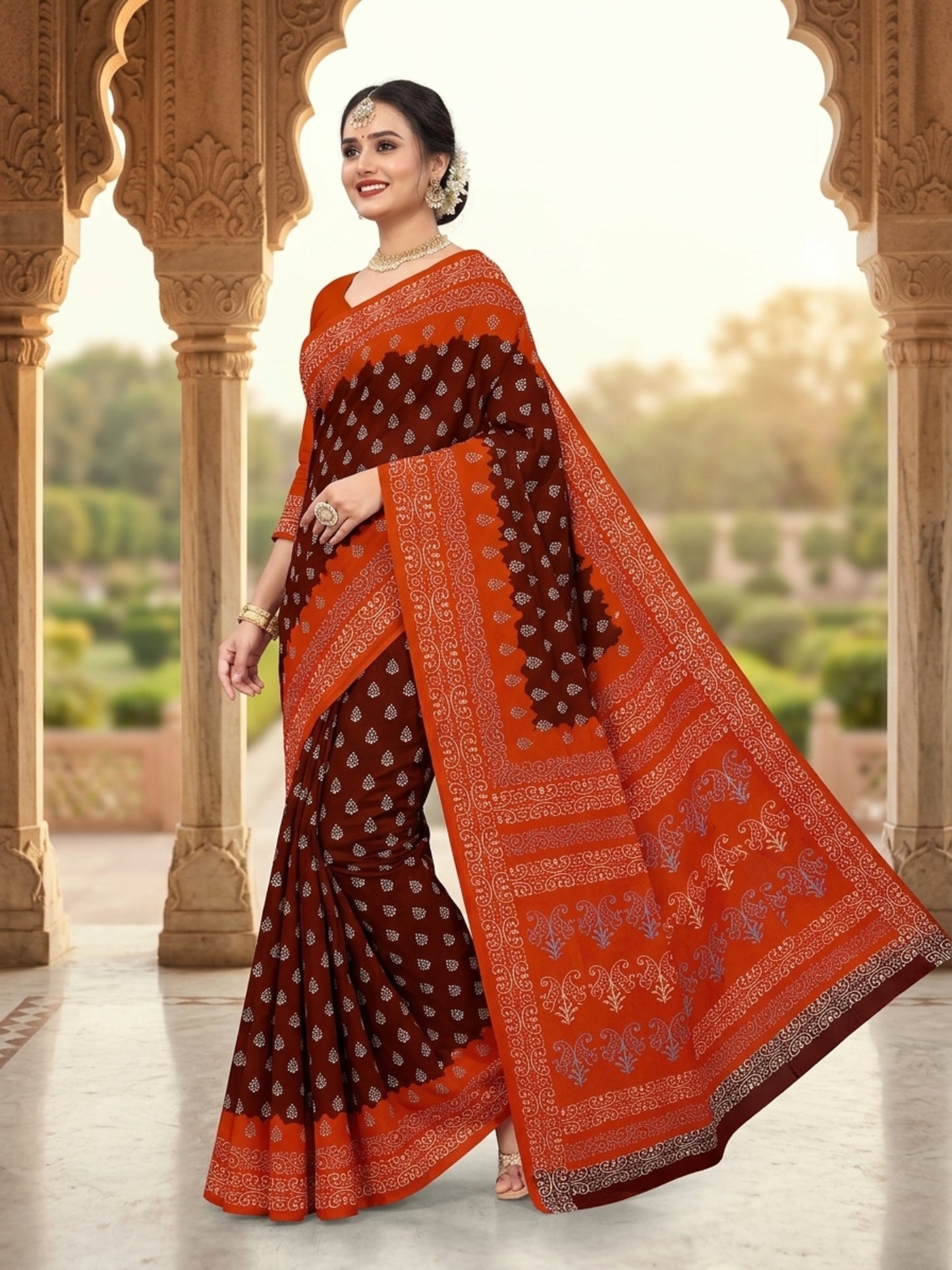 Pure Cotton Saree for Women Soft Lightweight Printed Daily Wear Traditional Casual Office Wear Saree