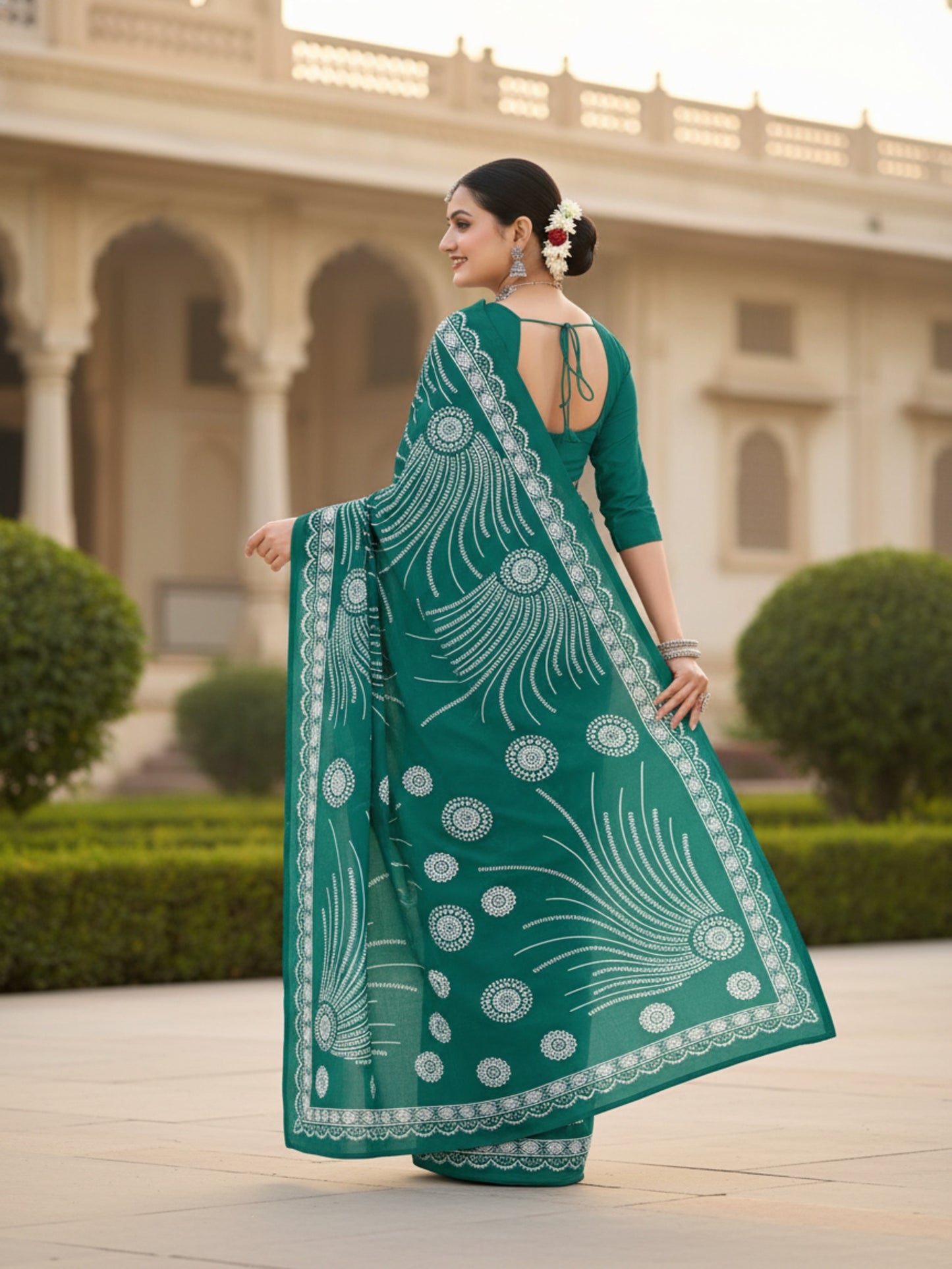 Pure Cotton Saree for Women Soft Lightweight Printed Daily Wear Traditional Casual Office Wear Saree