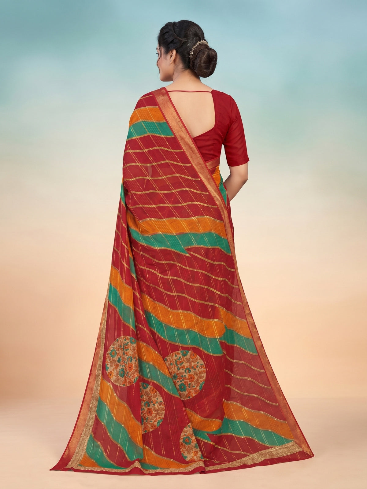 Bobby Rani Red Saree New