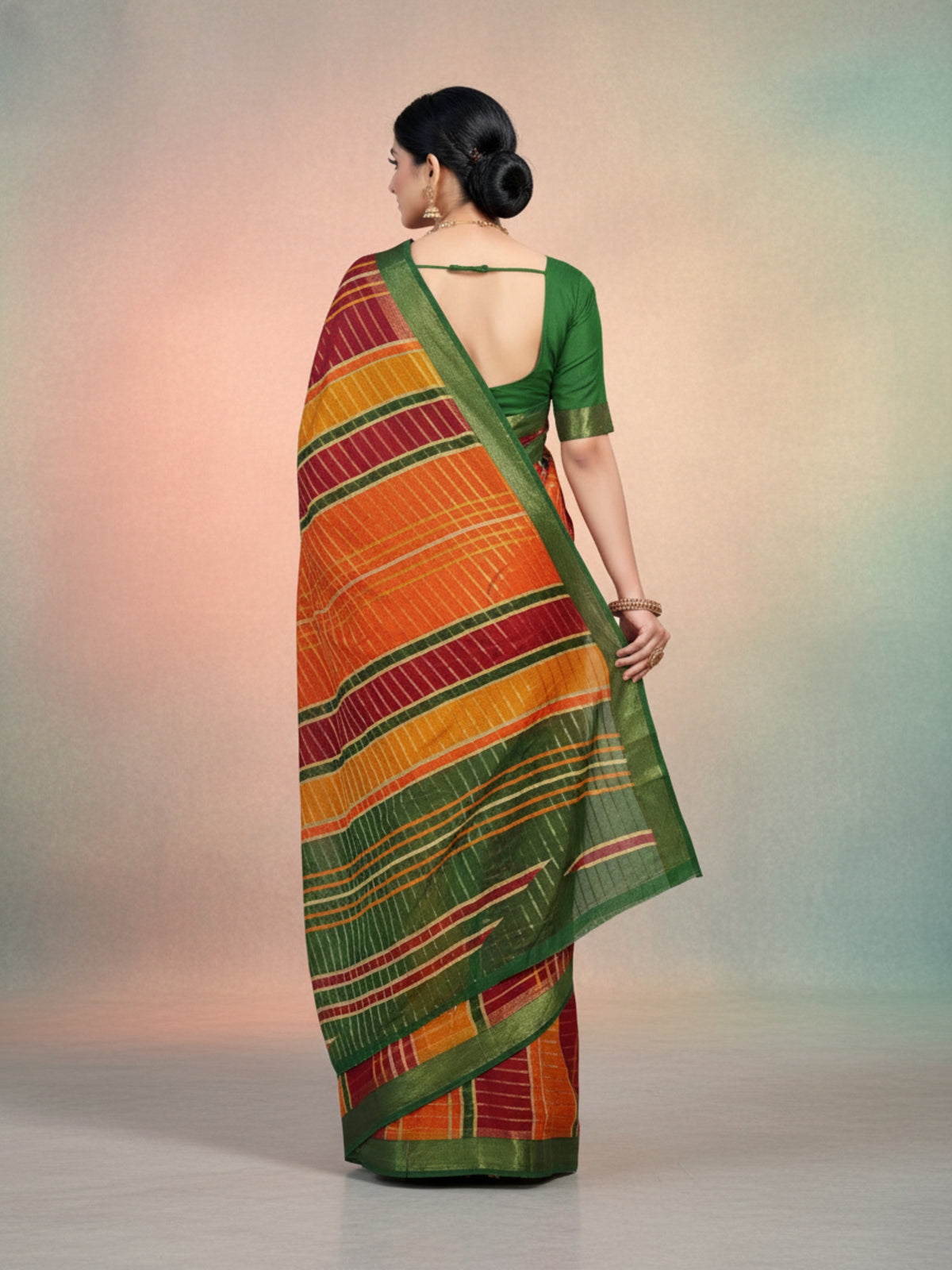 Bobby Rani Red & Yellow Shade Saree