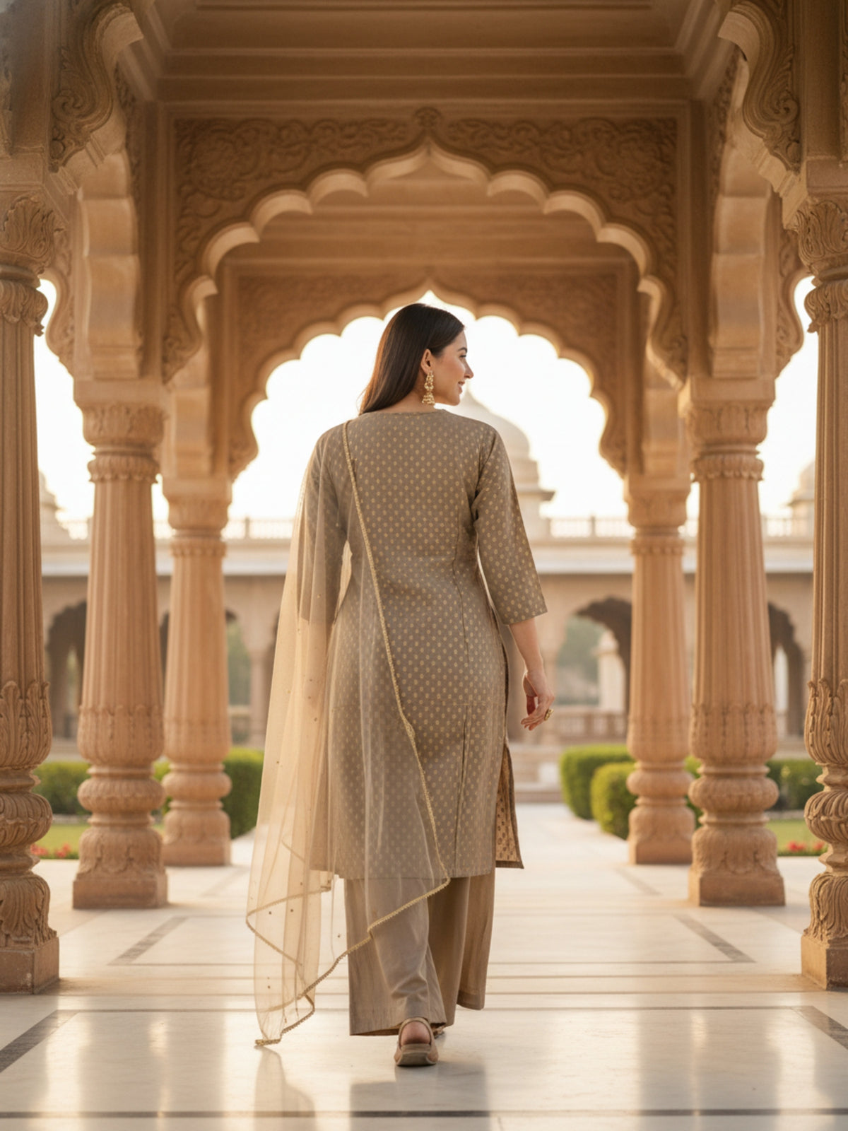 Women Swarna Gold Kurta with Sharara Set